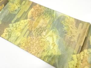 未使用品　田舎風景模様織り出し　袋帯